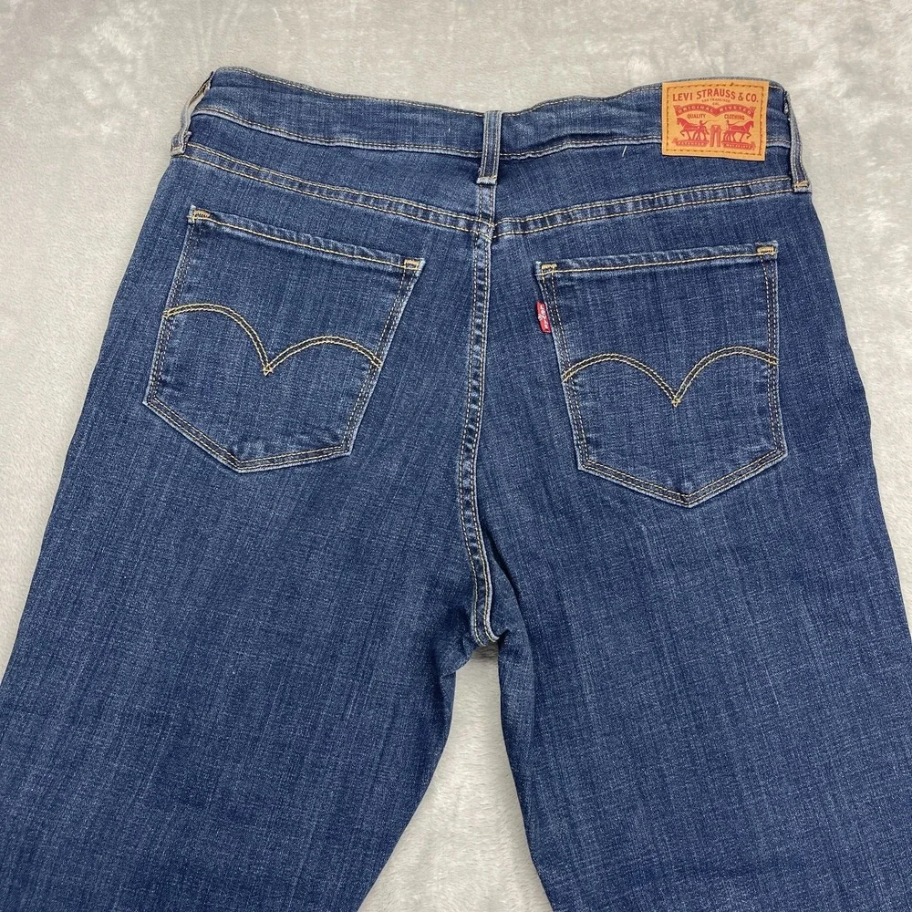 Levi's Jeans Mens 31x30 Blue Denim Whiskered Stretch 725 High Rise Bootcut Leg